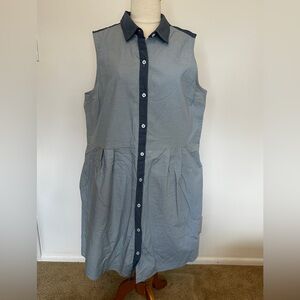 Tommy Hilfiger Sleeveless Gray Button-Front Mini Dress
